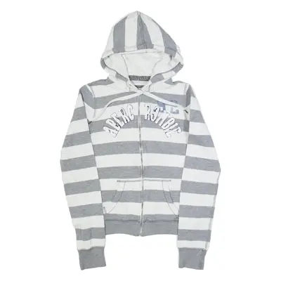 ABERCROMBIE & FITCH Striped Womens Grey Hoodie Full Zip M