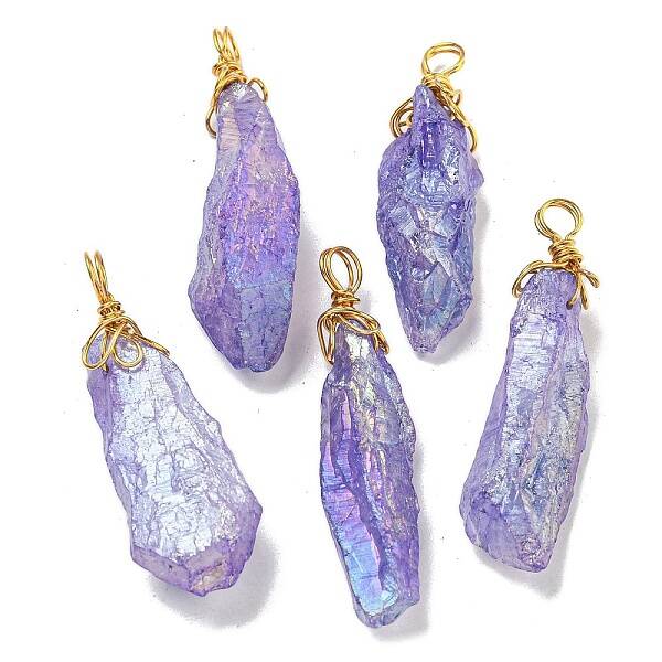Electroplated Raw Rough Natural Quartz Crystal Big Pendants