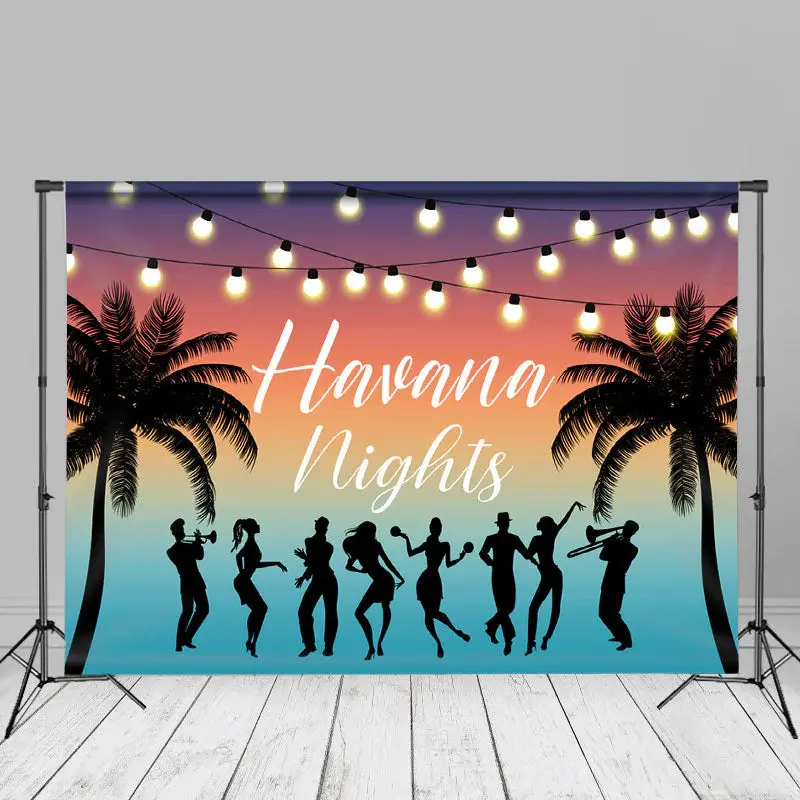 Havana Nights Trees Dance Party Summer Photo Backdrop - Aperturee