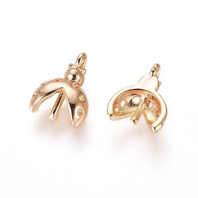 Ladybird Shape Brass Peg Bails Pendants