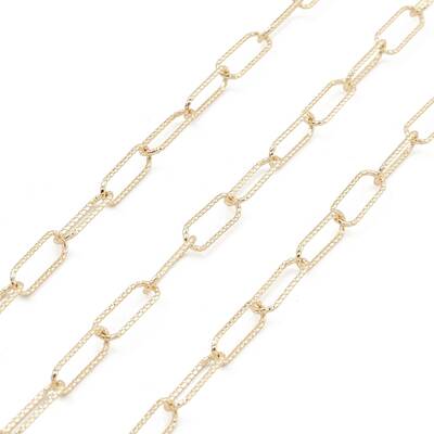 Brass Textured Oval Link Chains