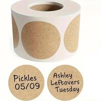 Kraft Paper Round Self-adhesive Label Paper, 500pcs/roll Item Classification Name Stickers, Personalized Labels for Office & ...