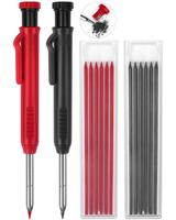 2 Pack Carpenter Pencils Mechanical Pencils with 12 Refills with Sharpener, Long Nib Deep Hole Pencil Marker, Woodworking Pen...
