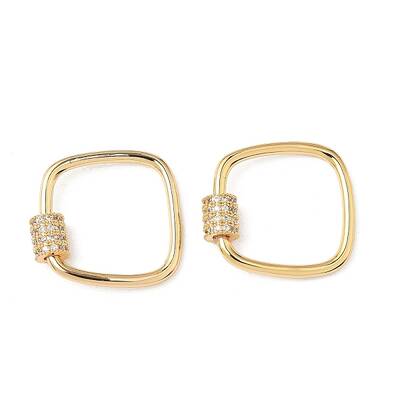 Brass Micro Pave Clear Cubic Zirconia Screw Carabiner Lock Charms