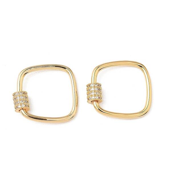 Brass Micro Pave Clear Cubic Zirconia Screw Carabiner Lock Charms