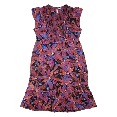 MONSOON Womens Day Dress Maroon Floral Short Sleeve Midi XL