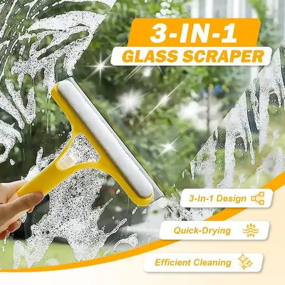 3 in 1 Window Cleaning Scraper, 2025 New Squeegee for Shower Glass, 3 in 1 Spray Function for Glass Doors for Windows Glass, ...