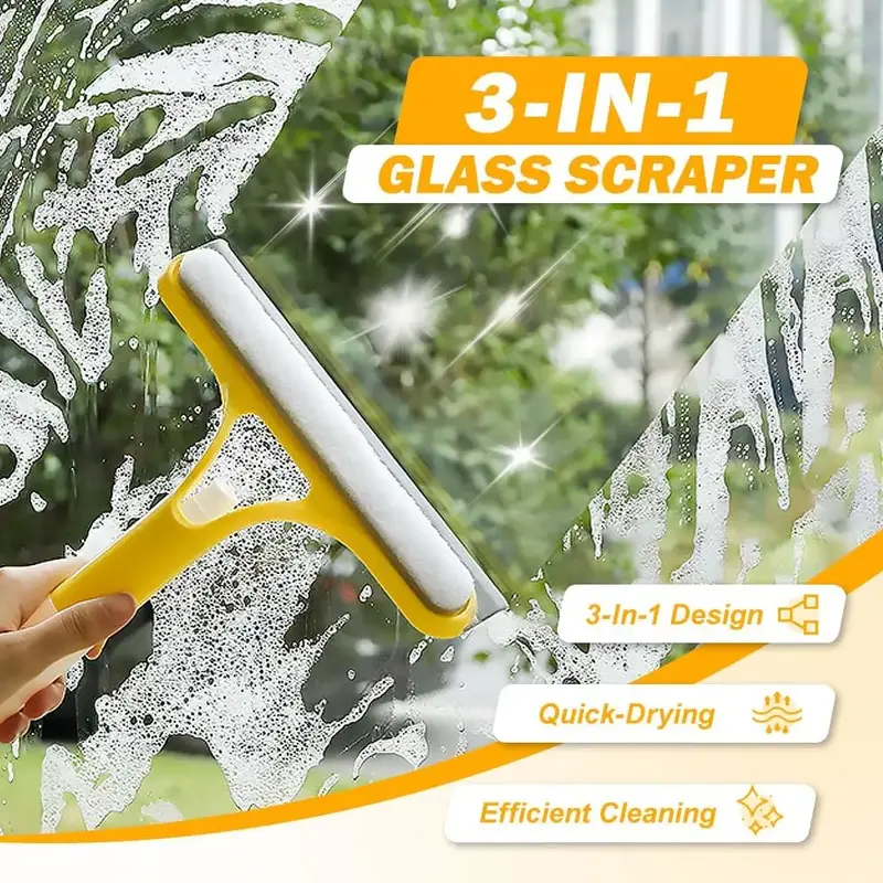 3 in 1 Window Cleaning Scraper, 2025 New Squeegee for Shower Glass, 3 in 1 Spray Function for Glass Doors for Windows Glass, ...