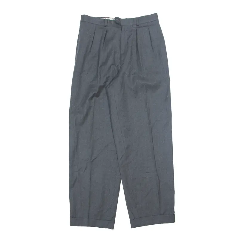 DANIEL CREMIEUR Trousers Grey Relaxed Tapered Wool Mens W28 L30