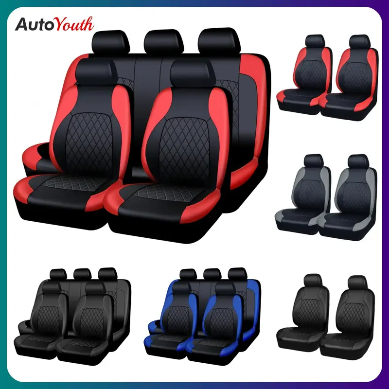 PU Leather Car Seat Covers for 2/5 Seats, Universal Car Seat Protectors, Suitable for Most Auto Truck Van SUV, Airbag Compati...