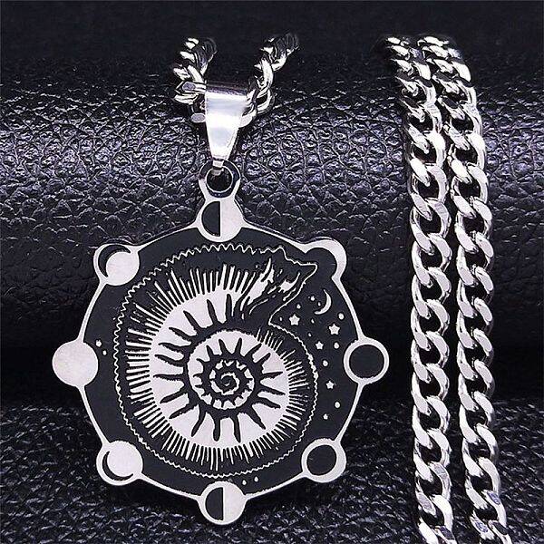 304 Stainless Steel Enamel Pendant Necklace
