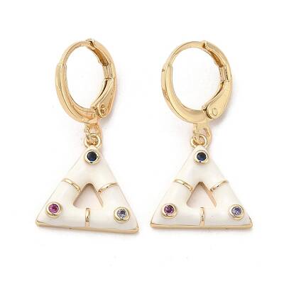 Triangle Real 18K Gold Plated Brass Dangle Leverback Earrings