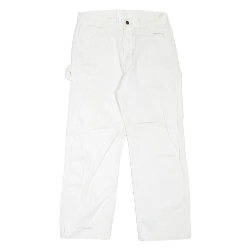 DICKIES Carpenter Workwear Mens Trousers White Regular Straight W30 L26