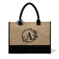 Mum's memory Personalized Initial Canvas Beach Bag,33L, Monogrammed Gift Tote Bag for Women