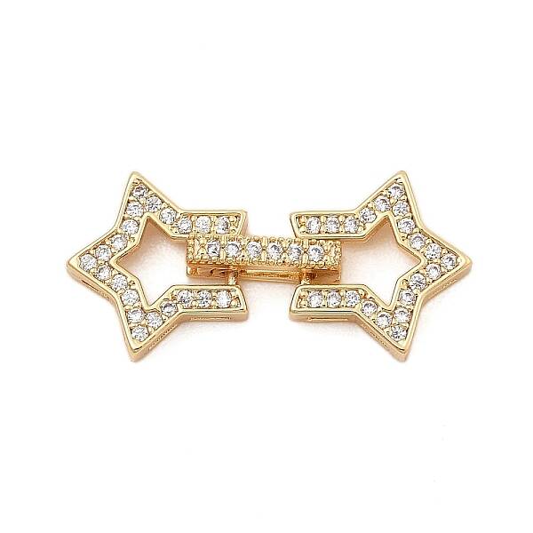 Brass Micro Pave Clear Cubic Zirconia Fold Over Clasps