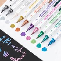 Metallic Glitter Dual Tip Marker Pen, 10pcs Colorful Markers, Professional Painting Tools For DIY Scrapbooking & Journaling &...