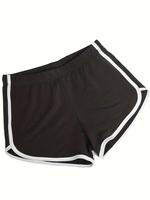 Women's Contrast Binding High Waist Shorts, Casual Elastic Waist Straight Leg Shorts for Daily Outdoor Wear, Ladies Bottoms f...