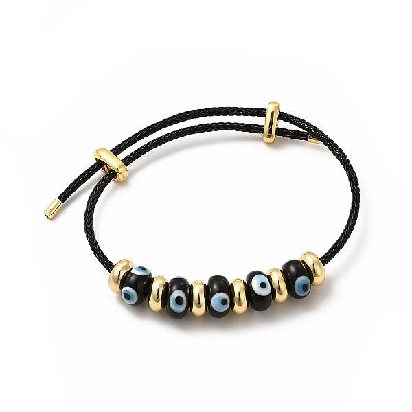 Lampwork Evil Eye & Brass Beaded Bangle