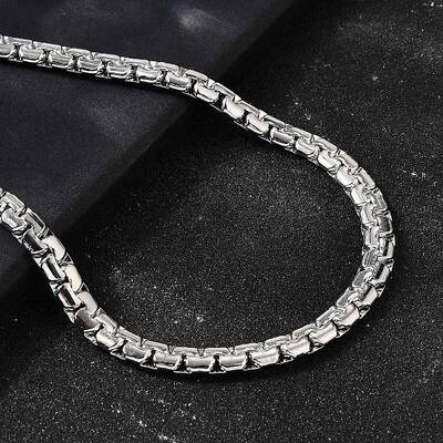 6MM 304 Stainless Steel Box Chain Necklaces for Men