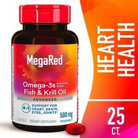 (W)MegaRed 4-in-1 Omega-3 – 500mg Krill & Fish Oil for Heart, Brain, Eyes & Joints (25 Softgels)