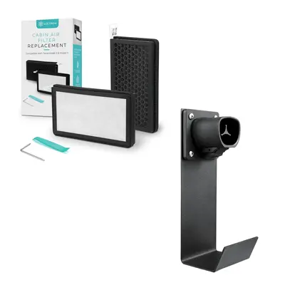 Lectron Tesla Model 3/Y Accessories Kit - NACS EV Charger Nozzle Holster Dock & J-Hook + Cabin Air Filter Replacement