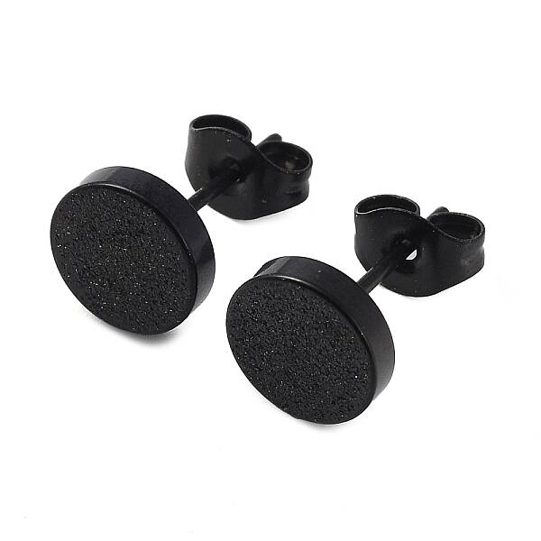304 Stainless Steel Flat Round Stud Earrings