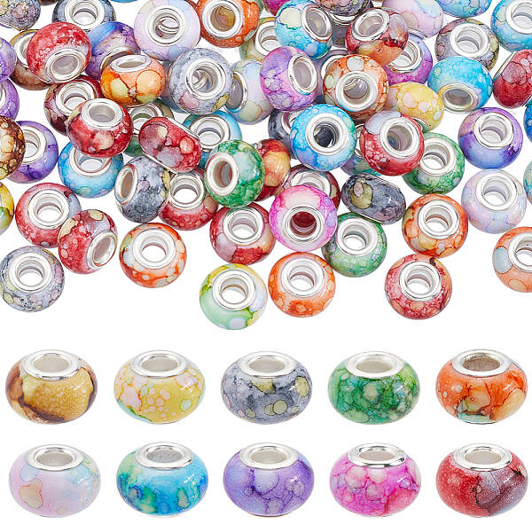 120Pcs Resin European Beads