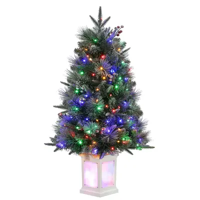 Garvee 3ft Christmas Tree with 78 Multicolor Led Lights, Pre-Lit Artificial Christmas Trees, Snow Flocked, 8 Lighting Modes, ...