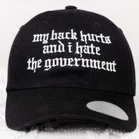 My Back Hurt and I Hate the Government Embroidered Cap, Political Humor Gift Hat for Activists Rebels, Anti Government Hat, P...