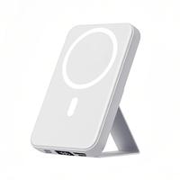 White Magnetic Power Bank,10000mAh Foldable Wireless Portable Charger with USB-C Cable LED Display，Fast Charging for iPhone...