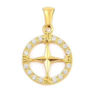 Ion Plating(IP) 304 Stainless Steel Micro Pave Cubic Zirconia Pendants