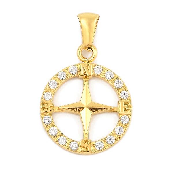 Ion Plating(IP) 304 Stainless Steel Micro Pave Cubic Zirconia Pendants