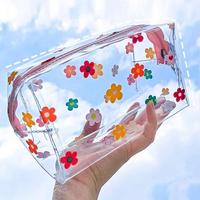 Flower Pattern Clear Makeup Bag, Portable Cosmetic Storage Bag, Zipper Makeup Organizer Pouch, Versatile Storage Bag for Skin...