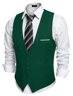 Slim Fit Jacket Vest (US Only), Green / XXL