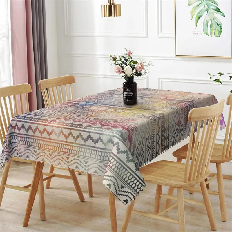Colorful Repeat Stripes Ripple Rectangle Tablecloth - Aperturee