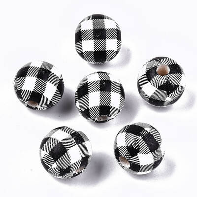 Printed Natural Wooden Beads