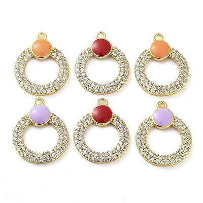 Brass Micro Pave Clear Cubic Zirconia Pendants