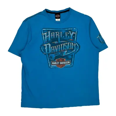 Salt Lake City Harley Davidson Graphic T-Shirt - XL Blue Cotton Blend