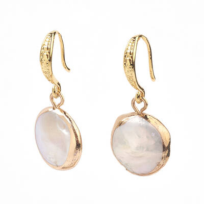 Plated Natural Baroque Pearl Keshi Pearl Beads Dangle Earrings
