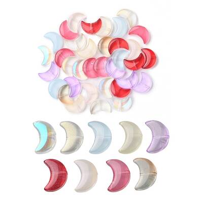 35Pcs Transparent Spray Painted Glass Beads