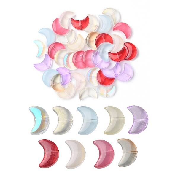 35Pcs Transparent Spray Painted Glass Beads