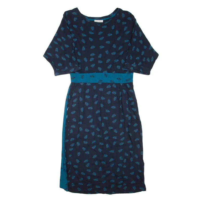MONSOON Womens Day Dress Blue Viscose Short Sleeve Knee Length M