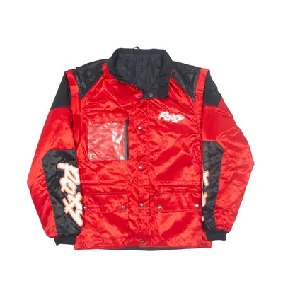 TACTEL Roxy Biker Jacket Red Nylon 90s Colourblock Mens L