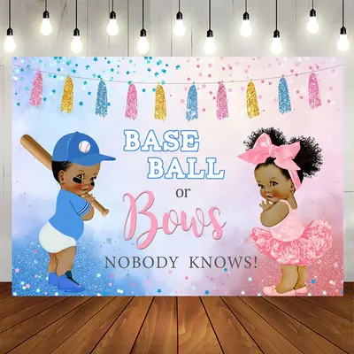 Aperturee Baseball Or Bows Nobody Knows Baby Shower Backdrop