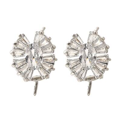Brass Cubic Zirconia Stud Earrings Findings