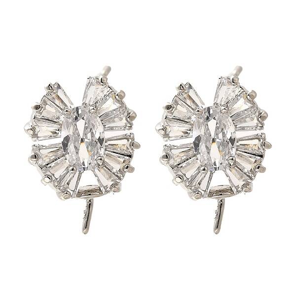 Brass Cubic Zirconia Stud Earrings Findings
