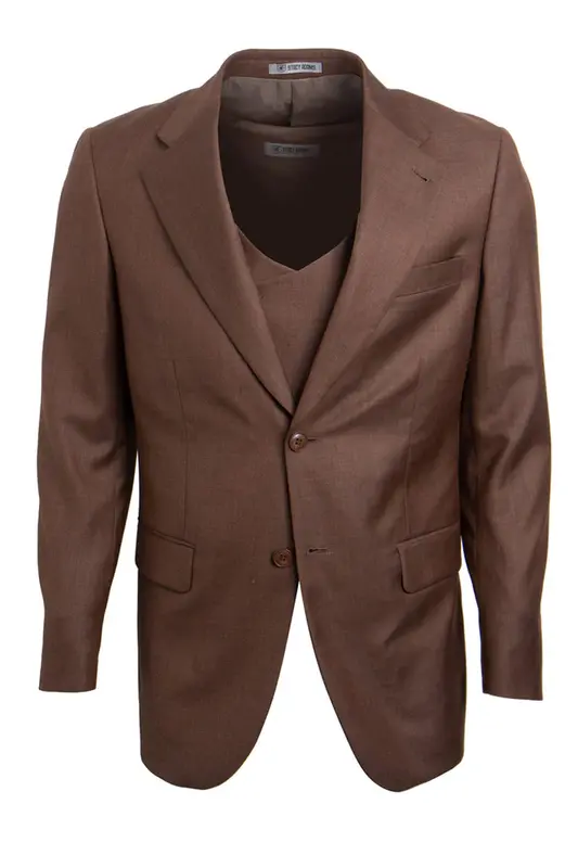 Mens Stacy Adams Suit - Stacy Adams Suit  Men's Sharkskin Suit - Two Button Vested in Cognac