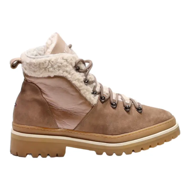 TOMMY HILFIGER Lace-Up Boots Beige Leather Womens UK 7