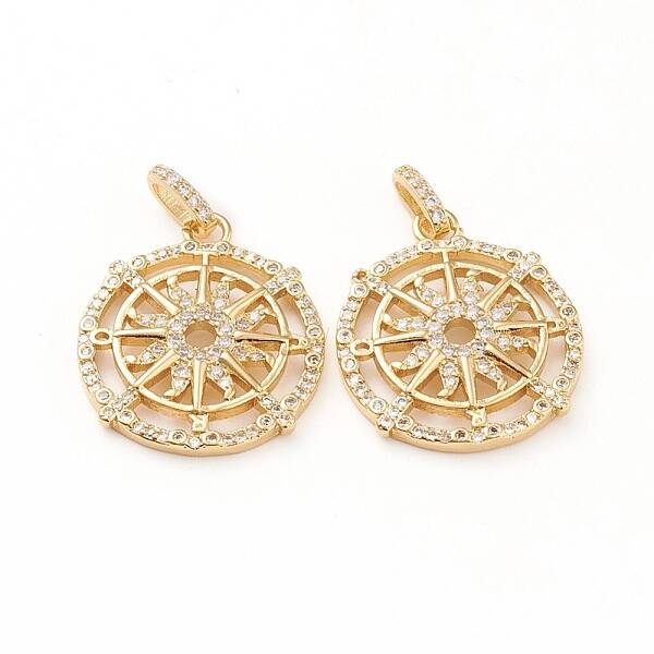Brass Micro Pave Clear Cubic Zirconia Pendants