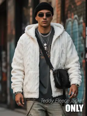 Men's Solid Drop Shoulder Drawstring Zip Up Hooded Jacket, Casual Regular Fit Warm Pocket Long Sleeve Outerwear for Fall & ...